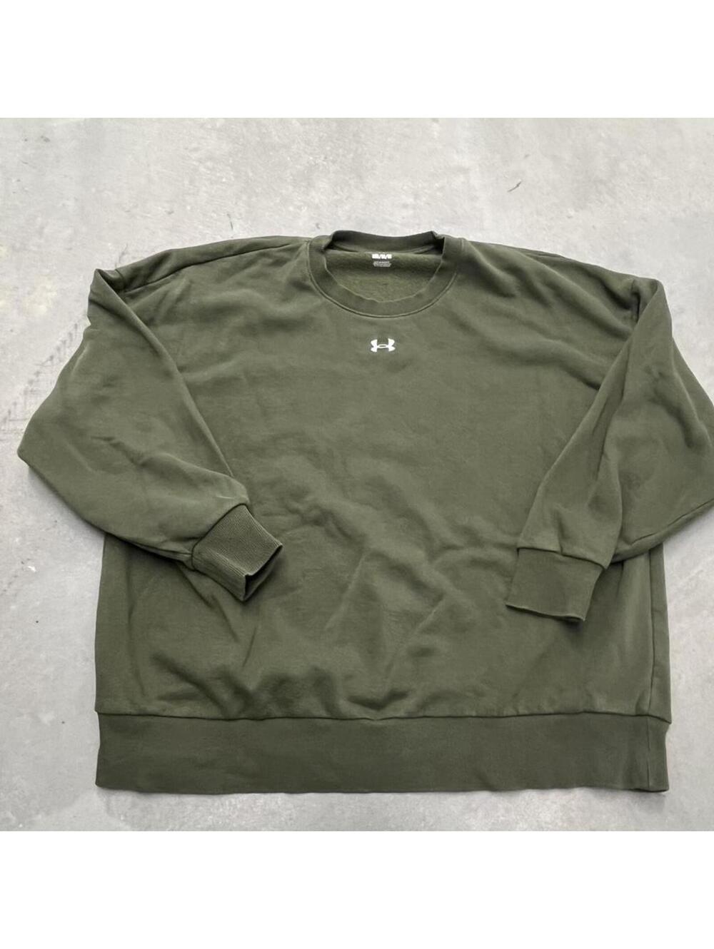 Under Armour Crewneck Sweatshirt Mens Medium Olive Green Minimal Logo